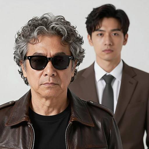 Two Serious Men in Leather Jacket and Suit