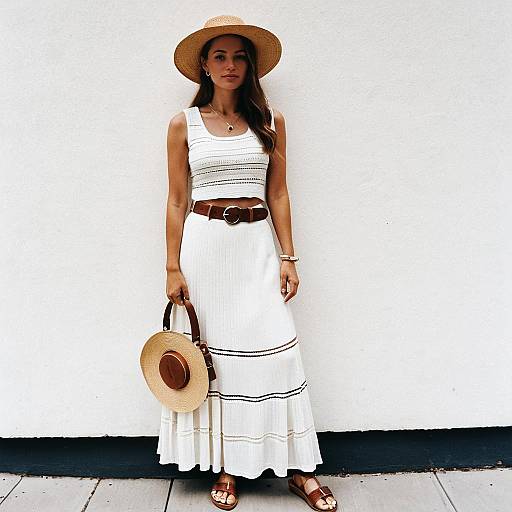 Summer Chic Woman in White Outfit