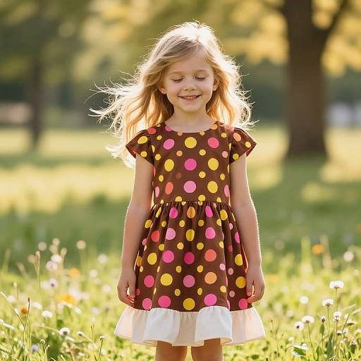 Joyful Blonde Girl in Sunny Meadow