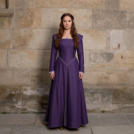 Medieval Woman in Purple Dress