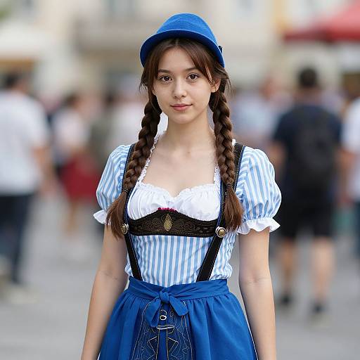 Blue Oktoberfest Outfit with Braids