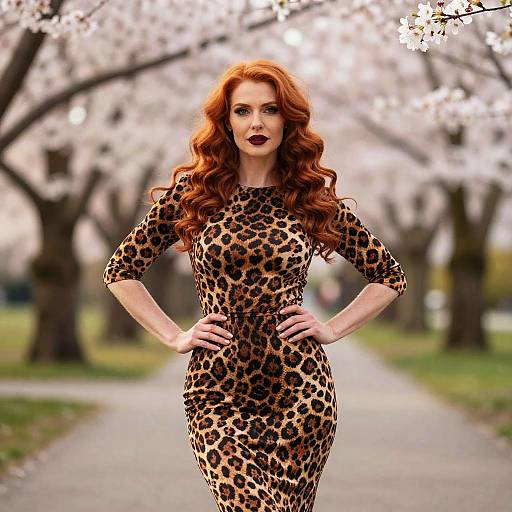 Confident Woman in Leopard Dress