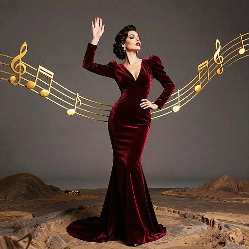 Surreal Jazzy Singer in Red Velvet