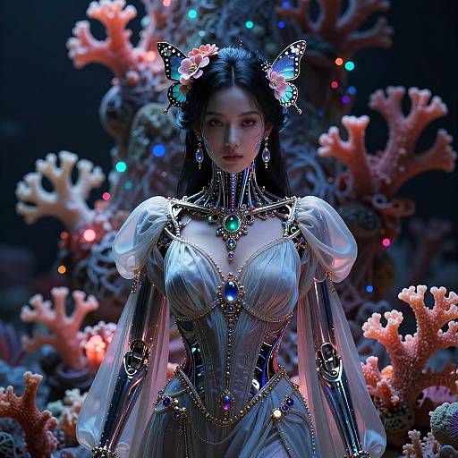Bioluminescent Coral Tower Empress Portrait