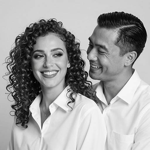 Happy Couple in Black and White Portrait