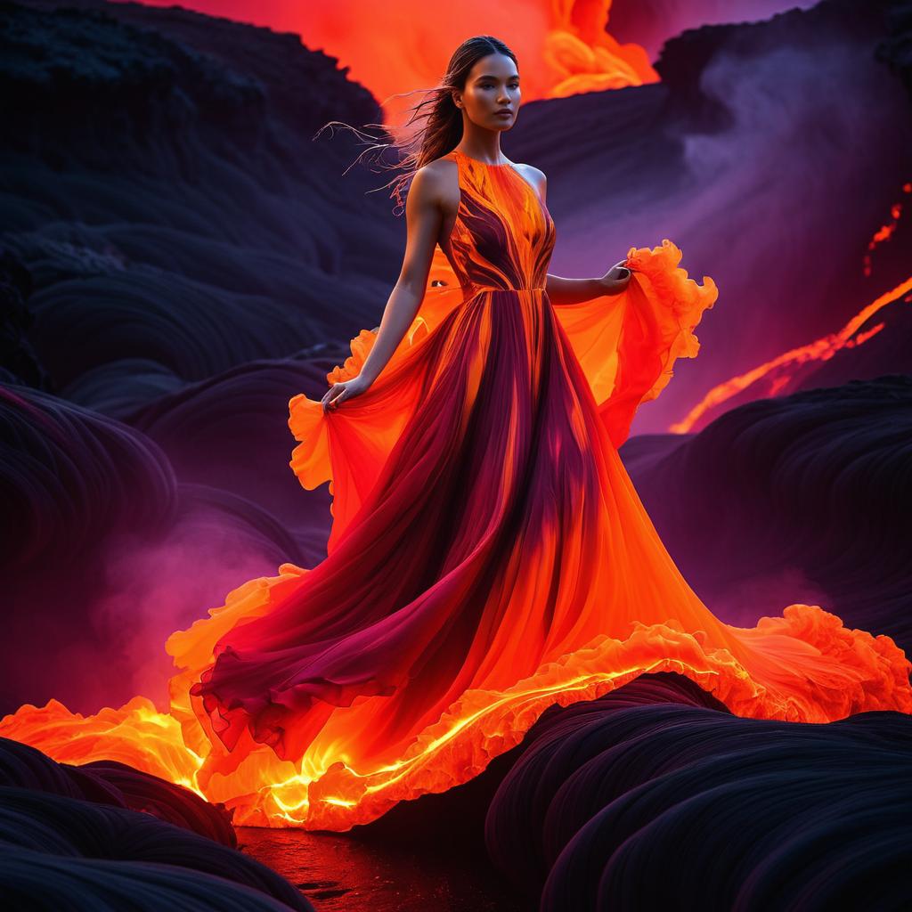 Surreal Fusion of Woman and Lava