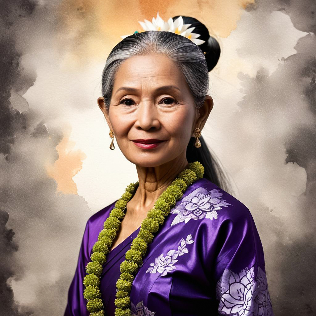 Elderly Thai Lady in Traditional Dress