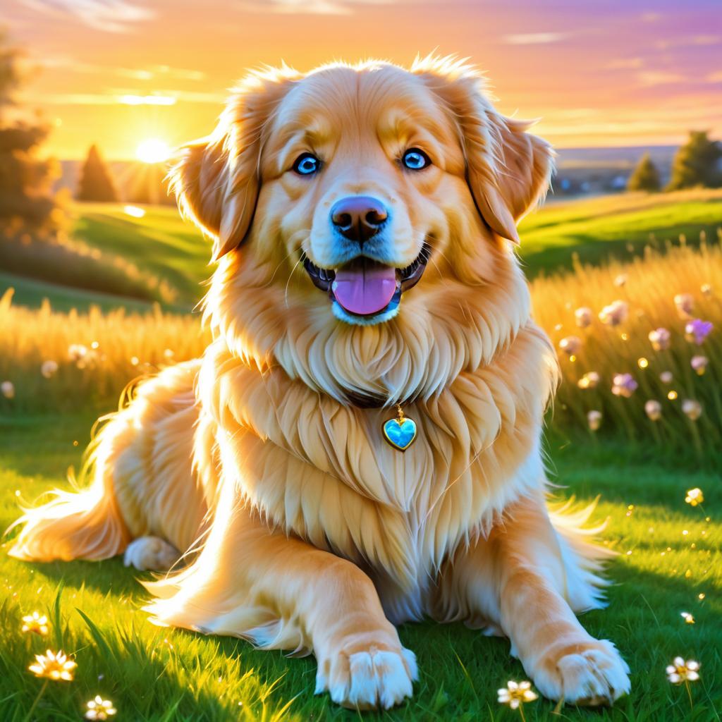 Epic Anime Portrait of a Golden Retriever