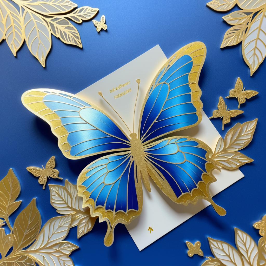 Majestic Butterfly on Shimmering Gold Paper