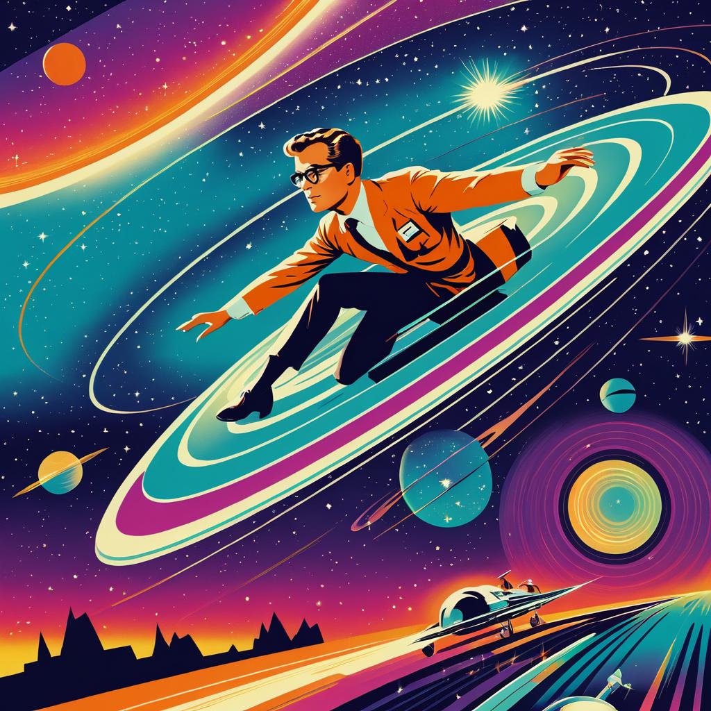 Vibrant Retro Sci-Fi Time Traveler Poster