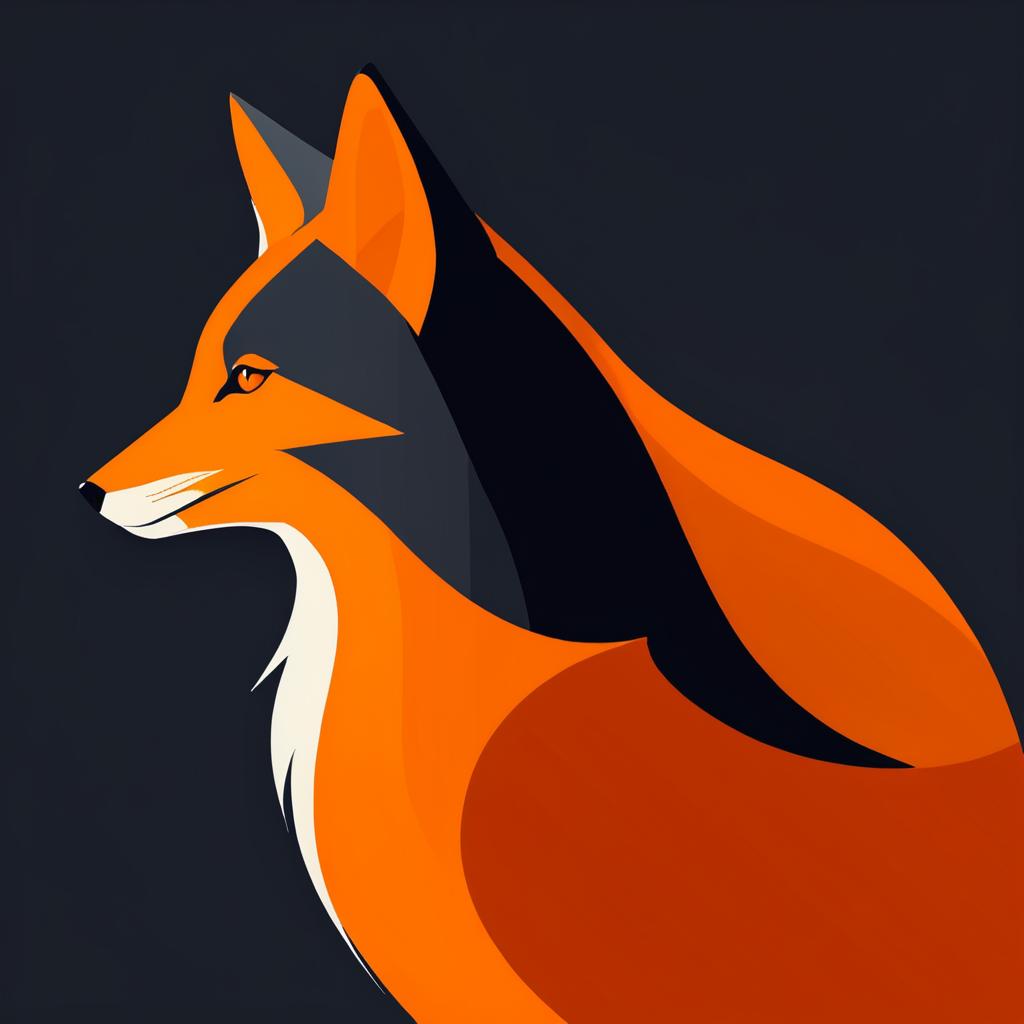 Minimalist Orange Fox Side Portrait Illustration