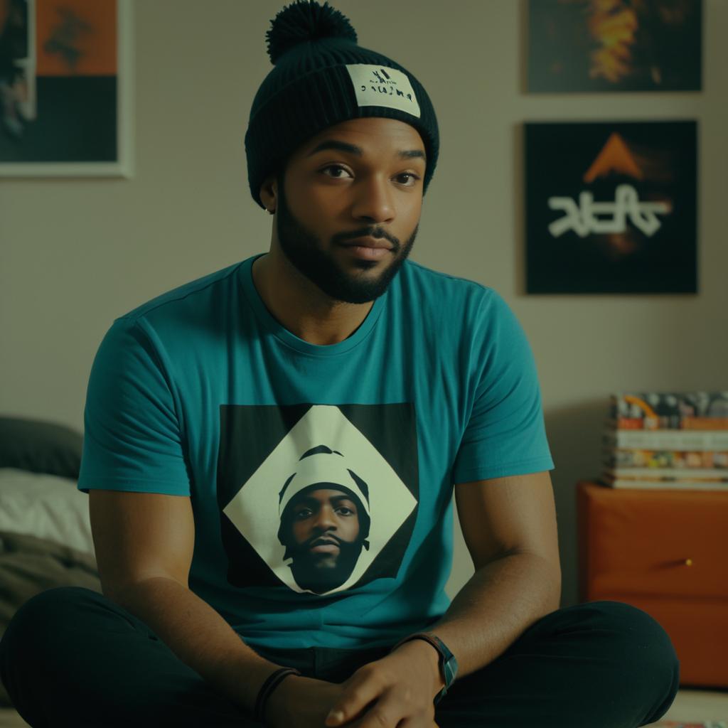 Alluring Man in Bedroom Film Still