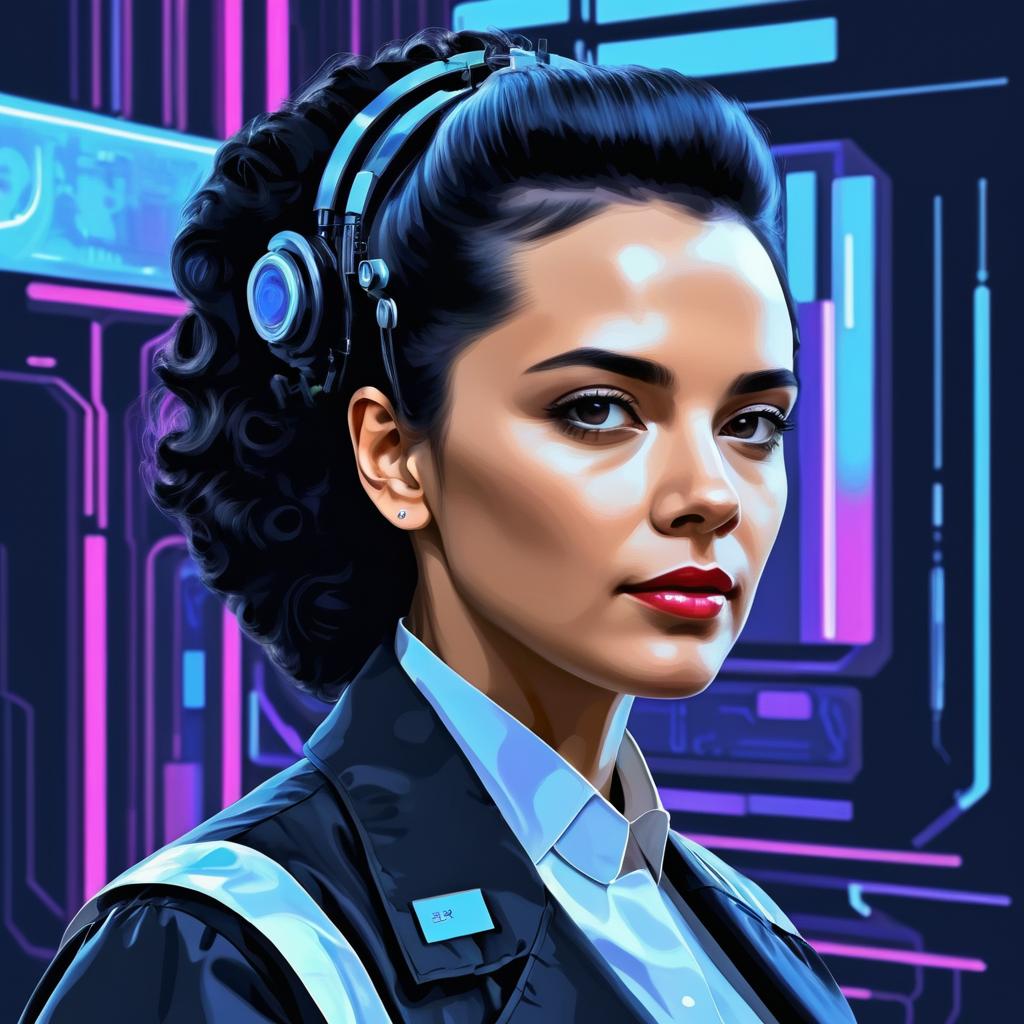 Influential Female Scientists in Cyberpunk Style