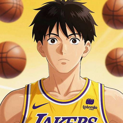 Intense Lakers Anime Character Portrait