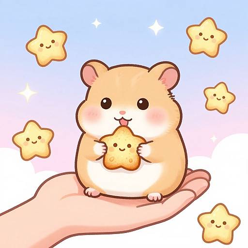 Kawaii Hamster with Tiny Cookie