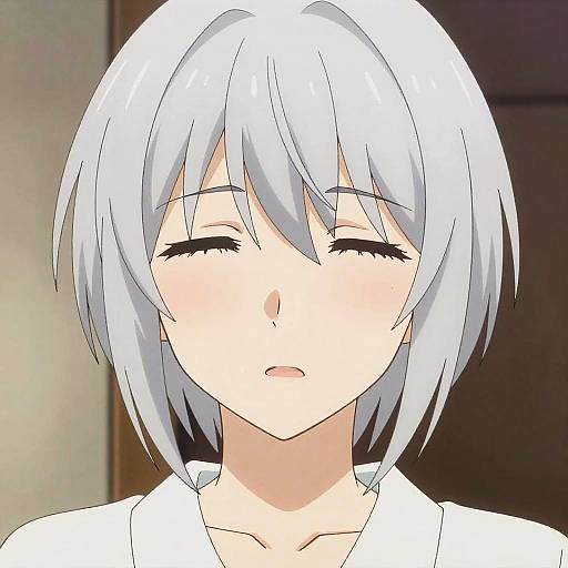 Emotionless Anime Face with Silver Hair