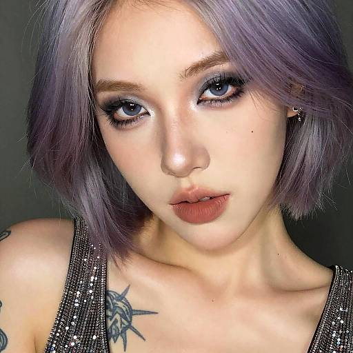 Smoky Night Portrait with Silver-Violet Hair