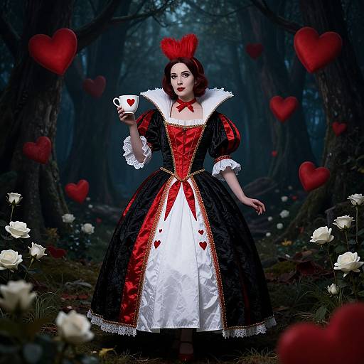 Queen of Hearts in Mystical Forest