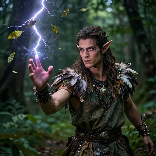 Half-Elf Druid Summoning Elemental Storm