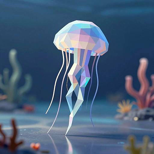 Low-Poly 3D Jellyfish Render