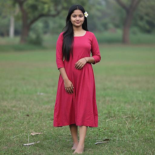 Realistic Photo of Woman in Red Sharara