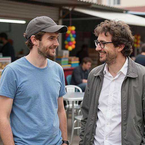 Friends Sharing a Moment at Market