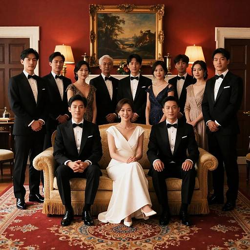 Elegant Formal Group Portrait in Classic Room