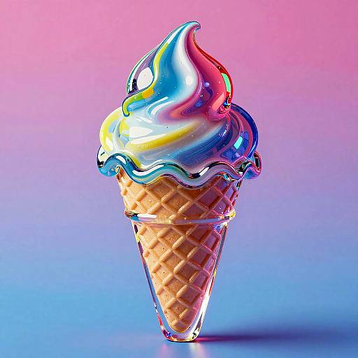 Vibrant Pop Art Glass Ice Cream Sculpture