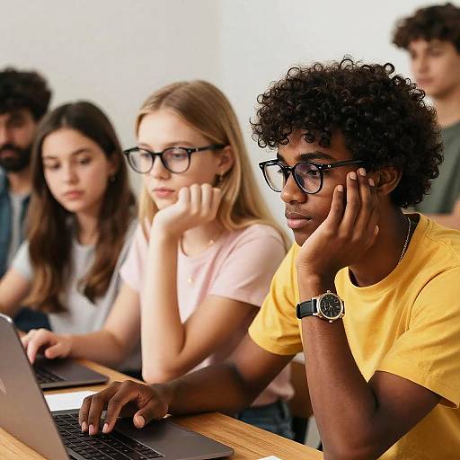 Diverse Students Studying with Laptops