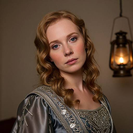 Nordic Woman in Silk Gown Portrait