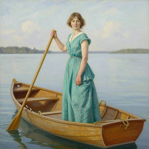 Graceful Woman in Rowboat by Halonen