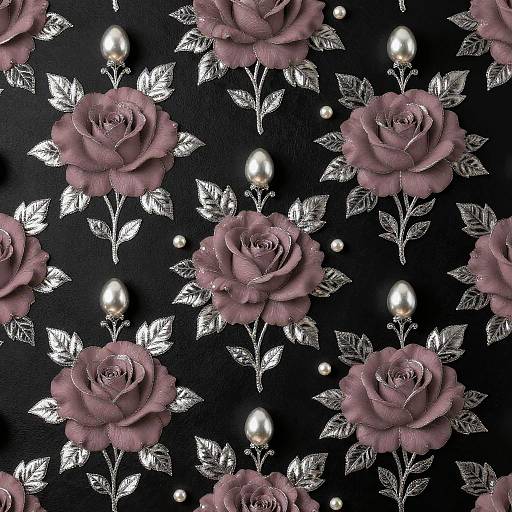 Indigo Filigree Garden Rose Wallpaper