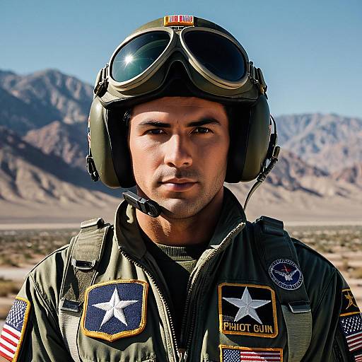 Military Pilot in Olive Green Flight Suit