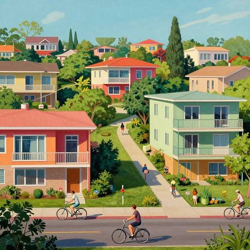 Vibrant 1950s Mid-Century Neighborhood