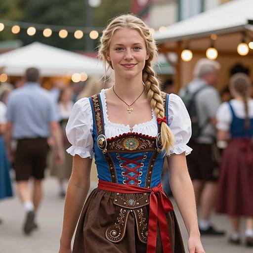 Bavarian Woman in Oktoberfest Attire