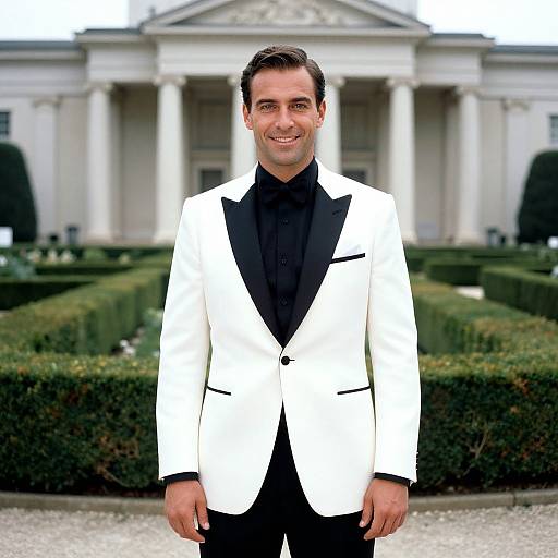 Elegant Man in Neoclassical Setting