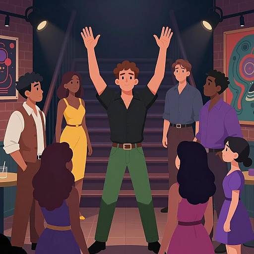 Dynamic Nightclub Scene with Diverse Figures