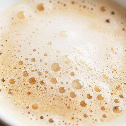 Close-up photograph of golden brown beer bubbles with a bright white background, highlighting the foam's texture and bubbles' varying sizes.