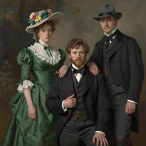 Elegant Victorian Trio in a Forest Setting