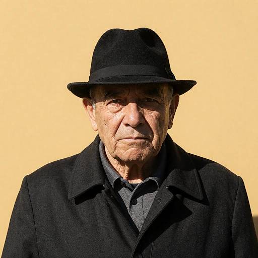 Serious Man in Black Hat Portrait