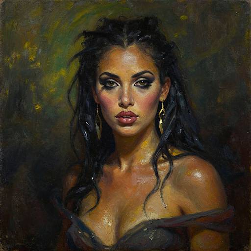 Dramatic Oil Portrait of Caribbean Woman