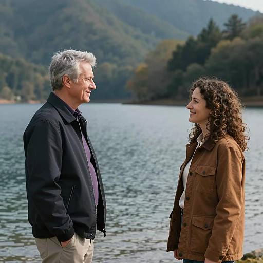Romantic Lakeside Encounter in Nature