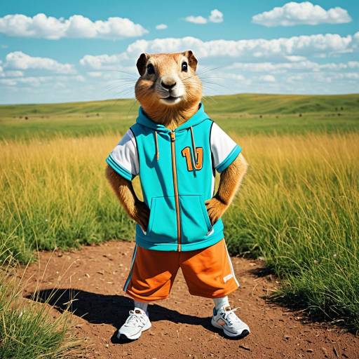 Sporty Anthropomorphic Prairie Dog Character