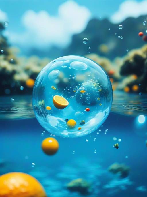 Underwater Fruit Scene in Blue Hues