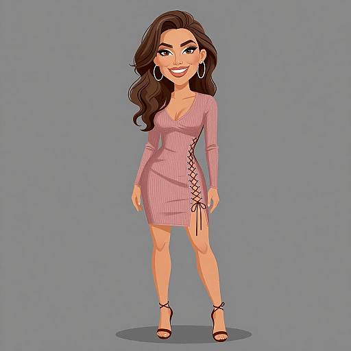 Chic Woman in Dusty Rose Dress