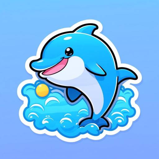 Kawaii Dolphin Cartoon Sticker