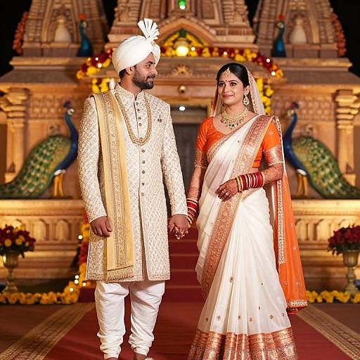 Festive Indian Wedding Couple Portrait