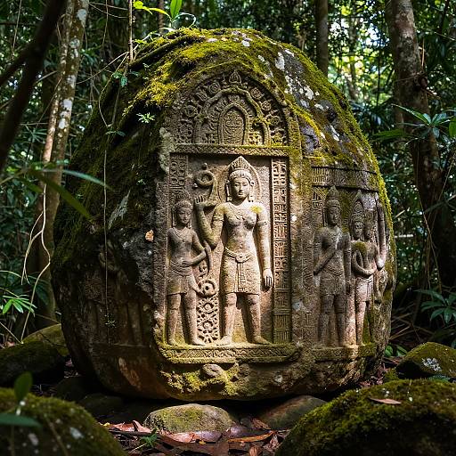 Ancient Stone Engravings in Jungle