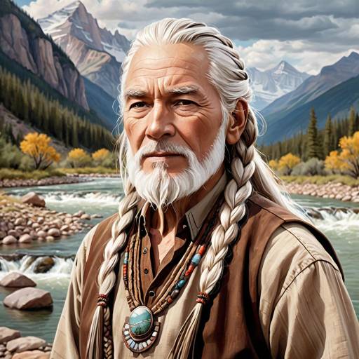 Elderly Man by River in Rustic Style