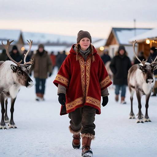 Sami Woman at Arctic Reindeer Market